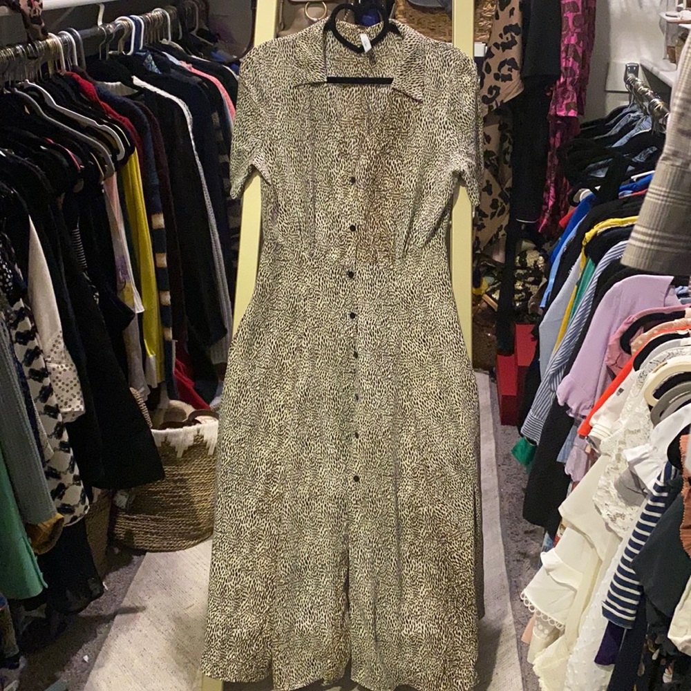 Neutral button down midi dress